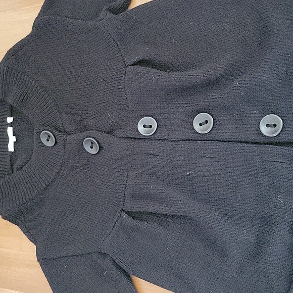 Vince Wool Short Sleeve Button Front Black Cardigan Patch Pocket Large - Picture 4 of 8